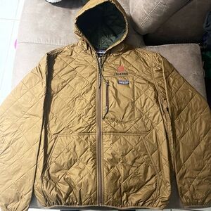 Patagonia Men's Diamond Quilted Bomber Hoody Coat Brown XL